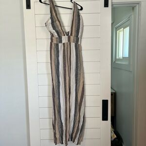 Current Air Neutral Striped Sleeveless Jumpsuit